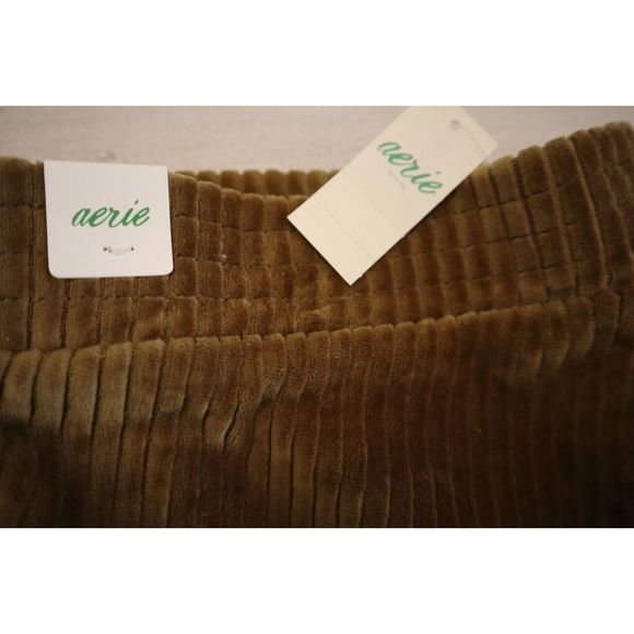 Aerie Women’s Sz Large Gold High Rise Ribbed Taille Haute Bell Bottom Pants - Picture 9 of 14